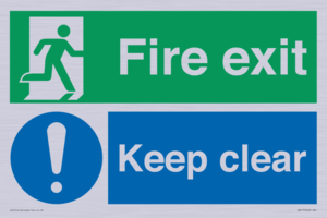 Fire exit Keep clear dual sign